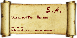 Singhoffer Ágnes névjegykártya